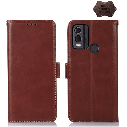 For Nokia C22 4G Crazy Horse Top Layer Cowhide Leather Phone Case(Brown) - Nokia Cases by buy2fix | Online Shopping UK | buy2fix