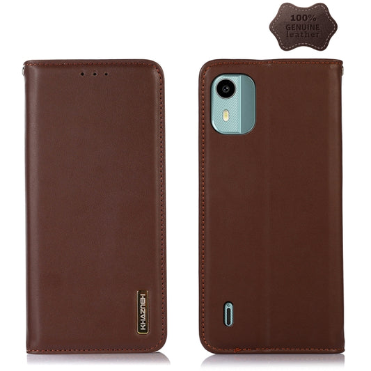 For Nokia C12 4G KHAZNEH Nappa Top Layer Cowhide Leather Phone Case(Brown) - Nokia Cases by buy2fix | Online Shopping UK | buy2fix