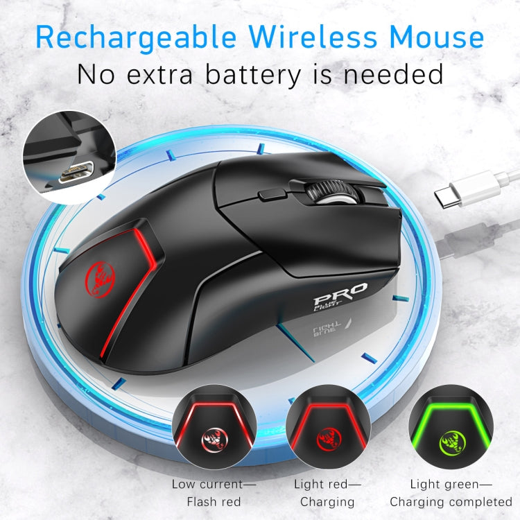 HXSJ T40 7 Keys 4000DPI Three-mode Colorful Backlight Wireless Gaming Mouse Rechargeable(Black) -  by HXSJ | Online Shopping UK | buy2fix