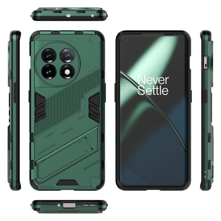For OnePlus 11 5G Punk Armor 2 in 1 PC + TPU Shockproof Phone Case with Invisible Holder(Green) - OnePlus Cases by buy2fix | Online Shopping UK | buy2fix