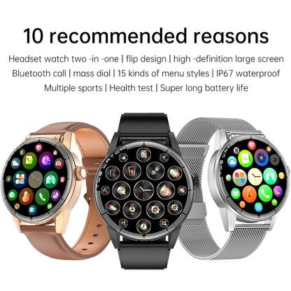 R6 1.32 inch Round Screen 2 in 1 Bluetooth Earphone Smart Watch, Support Bluetooth Call / Health Monitoring(Black Silicone Strap) -  by buy2fix | Online Shopping UK | buy2fix