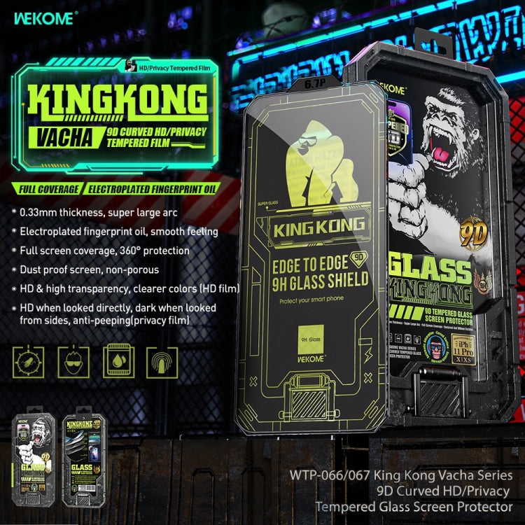 For iPhone 14 Plus WK WTP-067 King Kong Vacha 9D Curved Privacy Tempered Glass Film(Black) - iPhone 14 Plus Tempered Glass by WK | Online Shopping UK | buy2fix