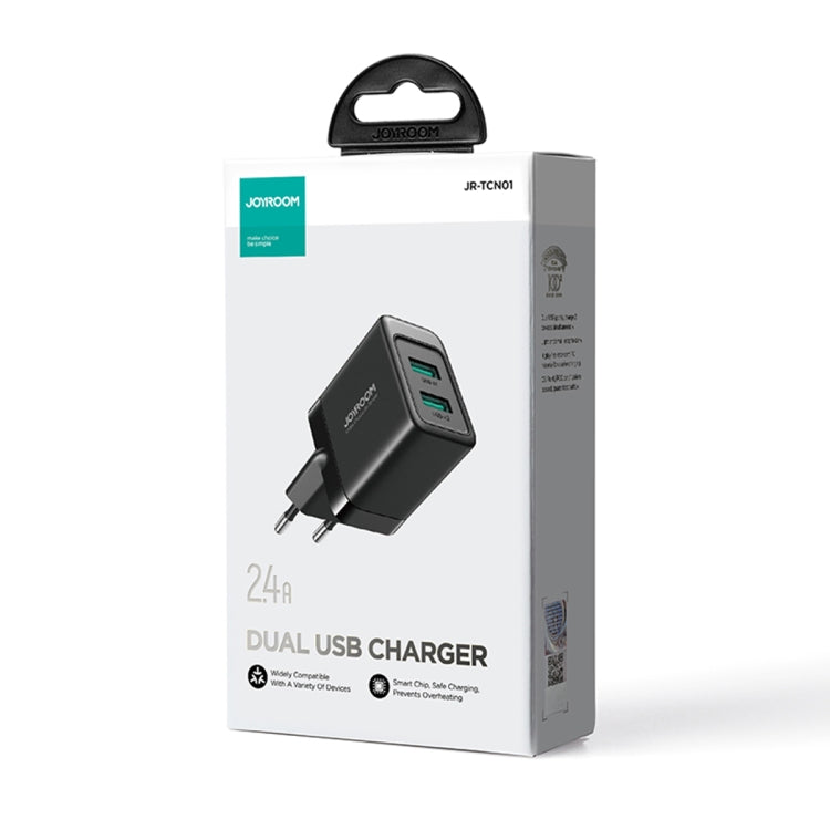 JOYROOM JR-TCN01 2.4A Dual Ports USB Charger, Plug:EU Plug(Black) - USB Charger by JOYROOM | Online Shopping UK | buy2fix