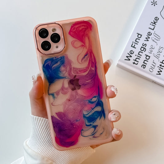 For iPhone 11 Pro Max Oil Painting Electroplating TPU Phone Case(Pink) - iPhone 11 Pro Max Cases by buy2fix | Online Shopping UK | buy2fix