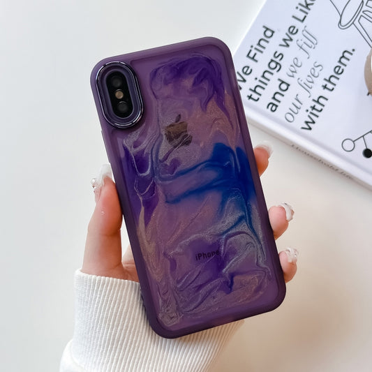 For iPhone X / XS Oil Painting Electroplating TPU Phone Case(Purple) - More iPhone Cases by buy2fix | Online Shopping UK | buy2fix