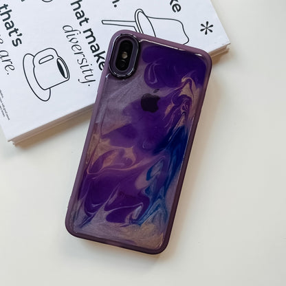 For iPhone XS Max Oil Painting Electroplating TPU Phone Case(Purple) - More iPhone Cases by buy2fix | Online Shopping UK | buy2fix