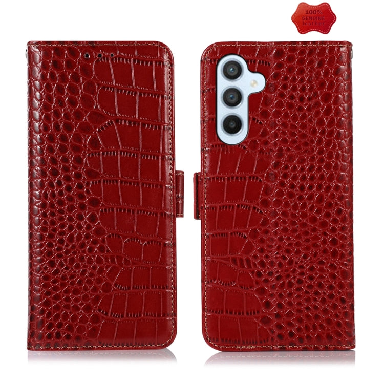 For Samsung Galaxy M34 5G Crocodile Top Layer Cowhide Leather Phone Case(Red) - Galaxy Phone Cases by buy2fix | Online Shopping UK | buy2fix