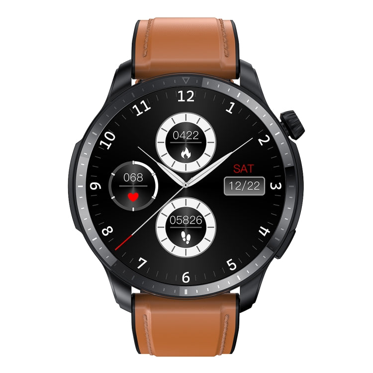 T52 1.39 inch IP67 Waterproof Leather Band Smart Watch Supports Bluetooth Call / Blood Oxygen / Body Temperature Monitoring(Brown) - Smart Watches by buy2fix | Online Shopping UK | buy2fix