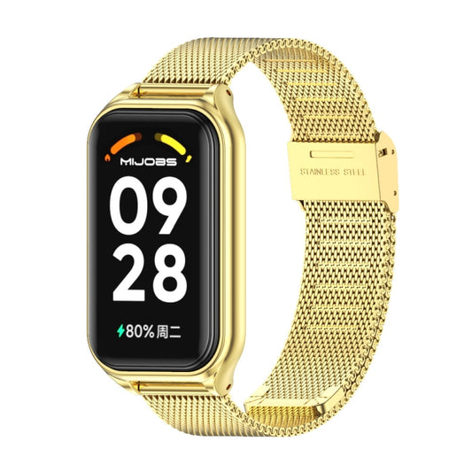 For Xiaomi Smart Band 8 Active / Redmi Band 2 Mijobs Metal Shell + Milan Buckle Metal Watch Band(Gold) - Watch Bands by MIJOBS | Online Shopping UK | buy2fix