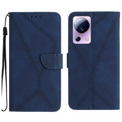 For Xiaomi 13 Lite Stitching Embossed Leather Phone Case(Blue) - 13 Lite Cases by buy2fix | Online Shopping UK | buy2fix