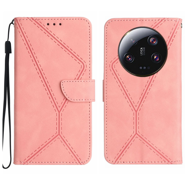 For Xiaomi 13 Ultra Stitching Embossed Leather Phone Case(Pink) - 13 Ultra Cases by buy2fix | Online Shopping UK | buy2fix