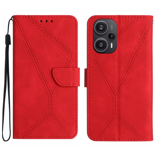 For Xiaomi POCO F5 5G Stitching Embossed Leather Phone Case(Red) - Xiaomi Cases by buy2fix | Online Shopping UK | buy2fix