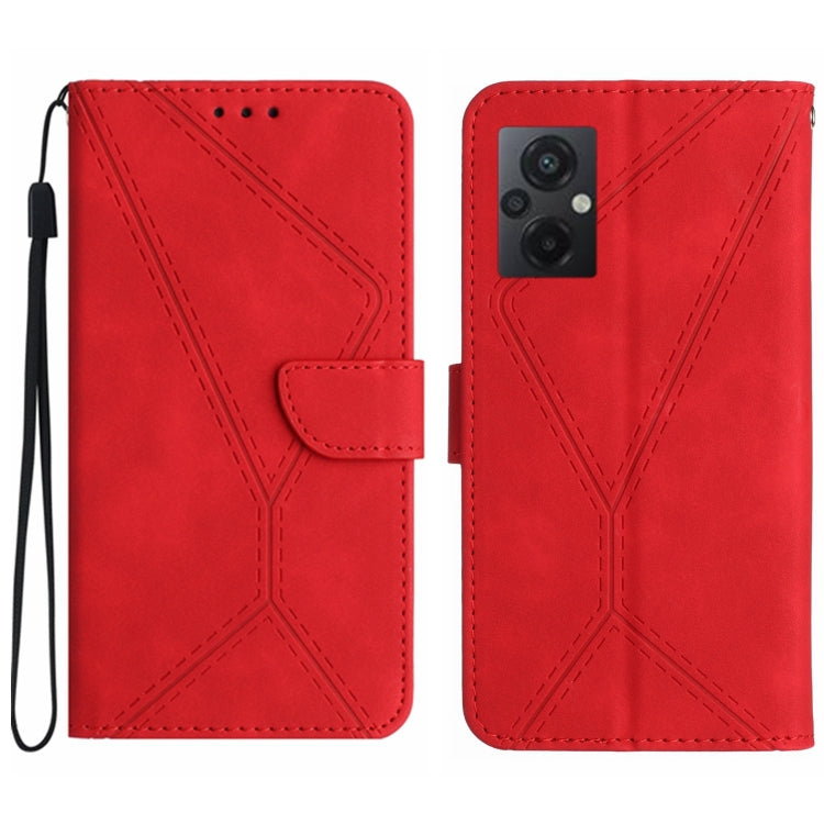 For Xiaomi POCO M5 / M4 5G Stitching Embossed Leather Phone Case(Red) - Xiaomi Cases by buy2fix | Online Shopping UK | buy2fix