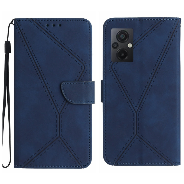 For Xiaomi POCO M5 / M4 5G Stitching Embossed Leather Phone Case(Blue) - Xiaomi Cases by buy2fix | Online Shopping UK | buy2fix