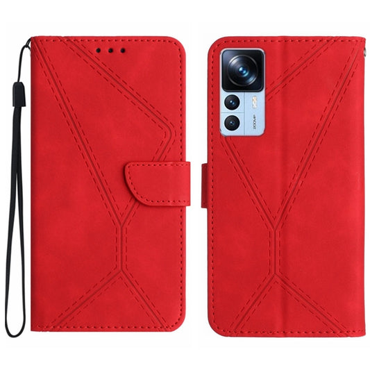 For Xiaomi 12T / 12T Pro Stitching Embossed Leather Phone Case(Red) - Xiaomi Cases by buy2fix | Online Shopping UK | buy2fix