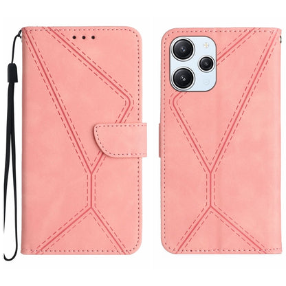 For Xiaomi Redmi 12 4G Global Stitching Embossed Leather Phone Case(Pink) - Xiaomi Cases by buy2fix | Online Shopping UK | buy2fix