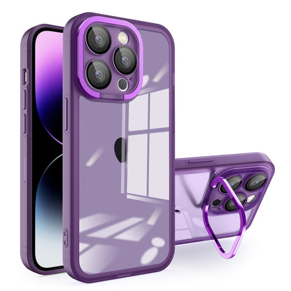 For iPhone 15 Pro Max Invisible Lens Bracket Matte Transparent MagSafe Phone Case(Purple) - iPhone 15 Pro Max Cases by buy2fix | Online Shopping UK | buy2fix