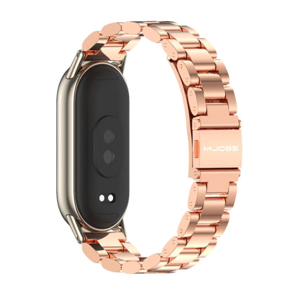 For Xiaomi Mi Band 8 / 9 / 9 NFC Mijobs Three Bead Stainless Steel Watch Band(Rose Gold+Light Gold) - Watch Bands by MIJOBS | Online Shopping UK | buy2fix