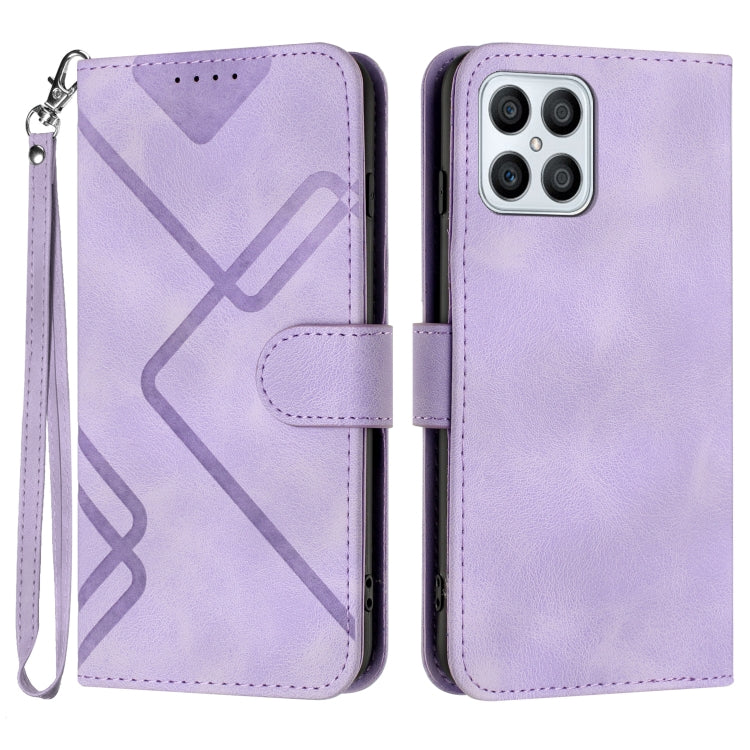 For Honor X8 4G/X30i/Play6T Pro Line Pattern Skin Feel Leather Phone Case(Light Purple) - Honor Cases by buy2fix | Online Shopping UK | buy2fix