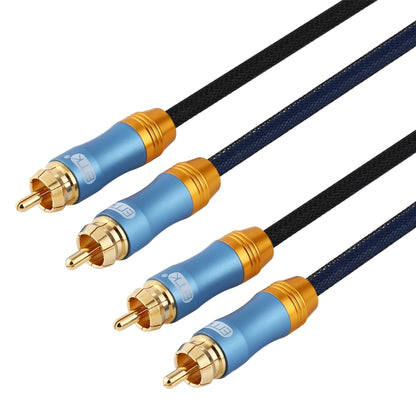 EMK 2 x RCA Male to 2 x RCA Male Gold Plated Connector Nylon Braid Coaxial Audio Cable for TV / Amplifier / Home Theater / DVD, Cable Length:1m(Dark Blue) - Audio Optical Cables by EMK | Online Shopping UK | buy2fix