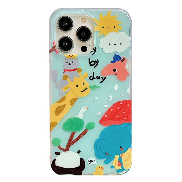 For iPhone 14 Pro Max IMD Cute Animal Pattern Phone Case(Giraffe) - iPhone 14 Pro Max Cases by buy2fix | Online Shopping UK | buy2fix