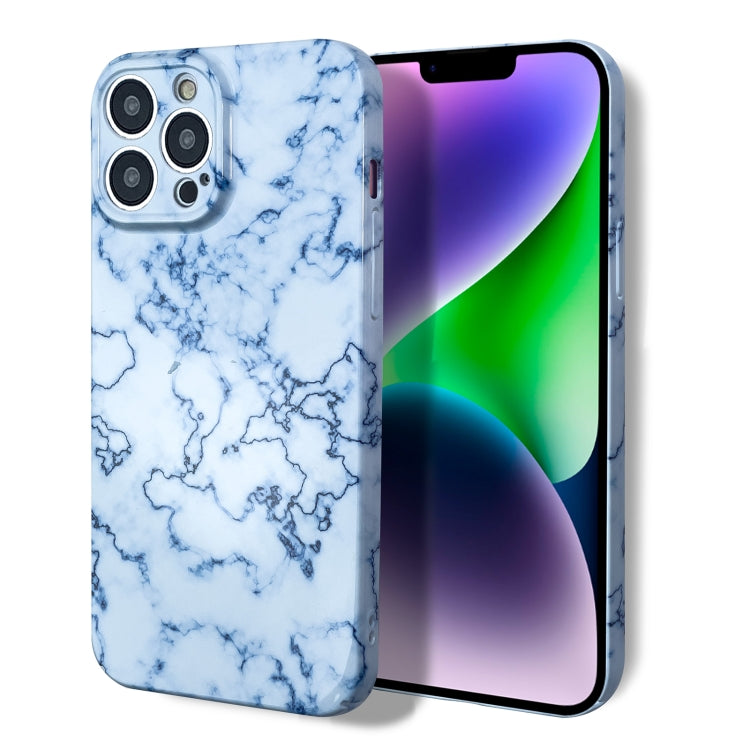 For iPhone 14 Pro Max Marble Pattern Phone Case(Blue White) - iPhone 14 Pro Max Cases by buy2fix | Online Shopping UK | buy2fix