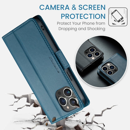 For iPhone 13 Pro CaseMe 023 Butterfly Buckle Litchi Texture RFID Anti-theft Leather Phone Case(Blue) - iPhone 13 Pro Cases by CaseMe | Online Shopping UK | buy2fix