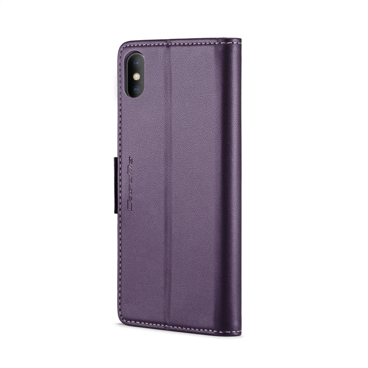 For iPhone XS Max CaseMe 023 Butterfly Buckle Litchi Texture RFID Anti-theft Leather Phone Case(Pearly Purple) - More iPhone Cases by CaseMe | Online Shopping UK | buy2fix