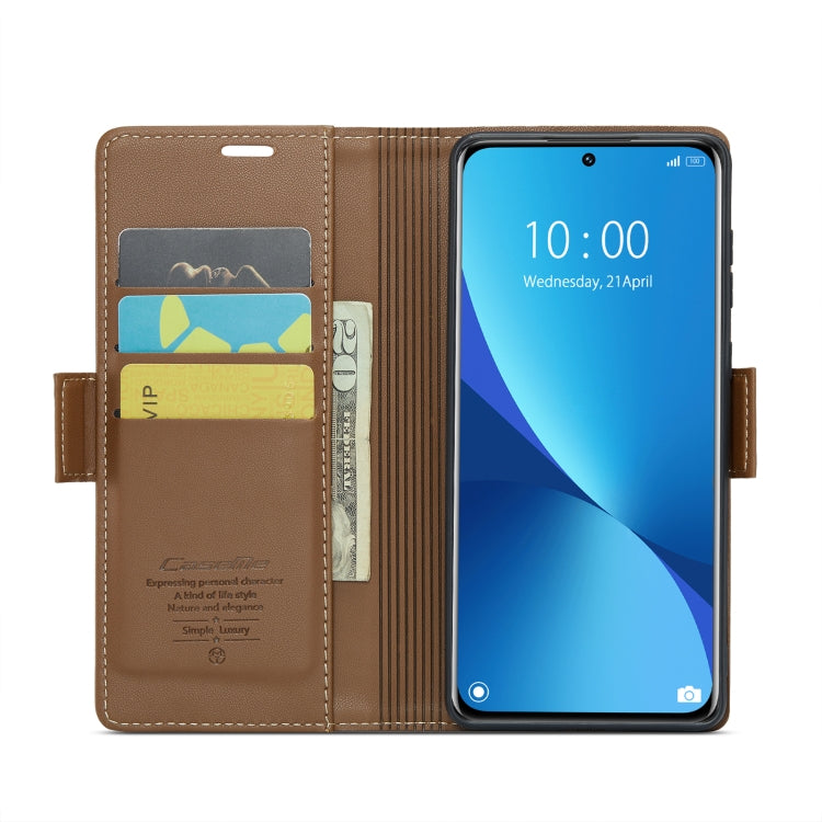 For Xiaomi 12 / 12X / 12S CaseMe 023 Butterfly Buckle Litchi Texture RFID Anti-theft Leather Phone Case(Brown) - 12 Cases by CaseMe | Online Shopping UK | buy2fix