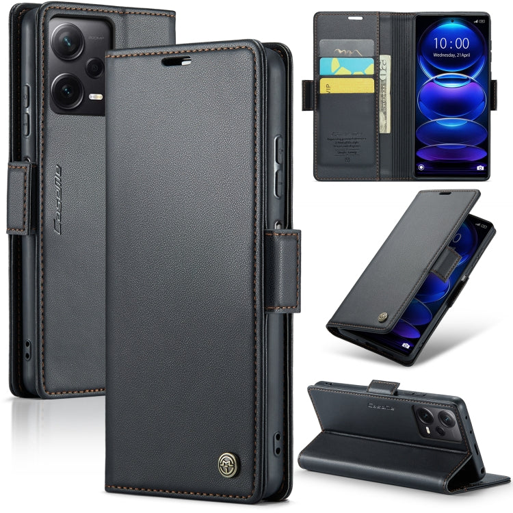 For Xiaomi Redmi Note 12 Pro+ 5G Global CaseMe 023 Butterfly Buckle Litchi Texture RFID Anti-theft Leather Phone Case(Black) - Xiaomi Cases by CaseMe | Online Shopping UK | buy2fix