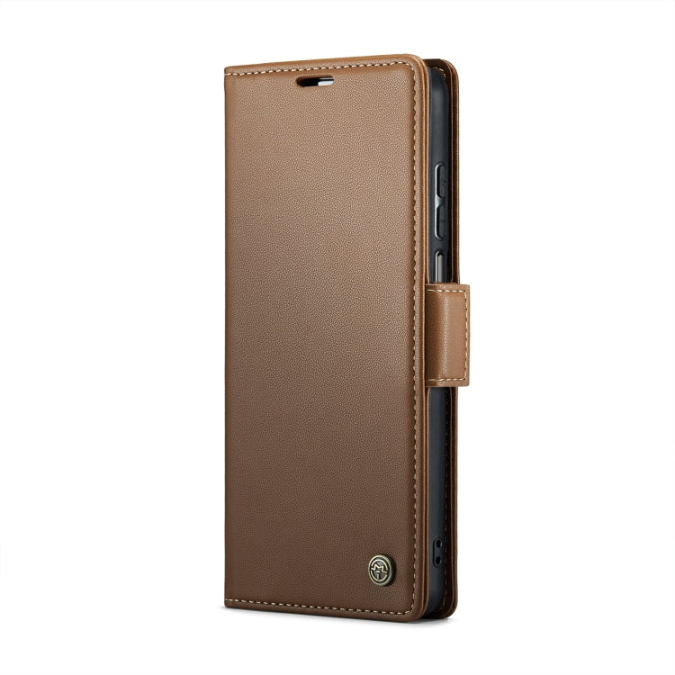 For Xiaomi Redmi Note 9S/Note 9 Pro/Note 9 Pro Max CaseMe 023 Butterfly Buckle Litchi Texture RFID Anti-theft Leather Phone Case(Brown) - Xiaomi Cases by CaseMe | Online Shopping UK | buy2fix