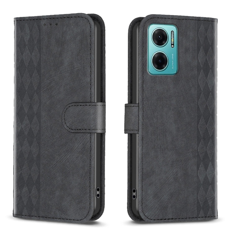 For Xiaomi Redmi 10 5G / Note 11E Plaid Embossed Leather Phone Case(Black) - Xiaomi Cases by buy2fix | Online Shopping UK | buy2fix