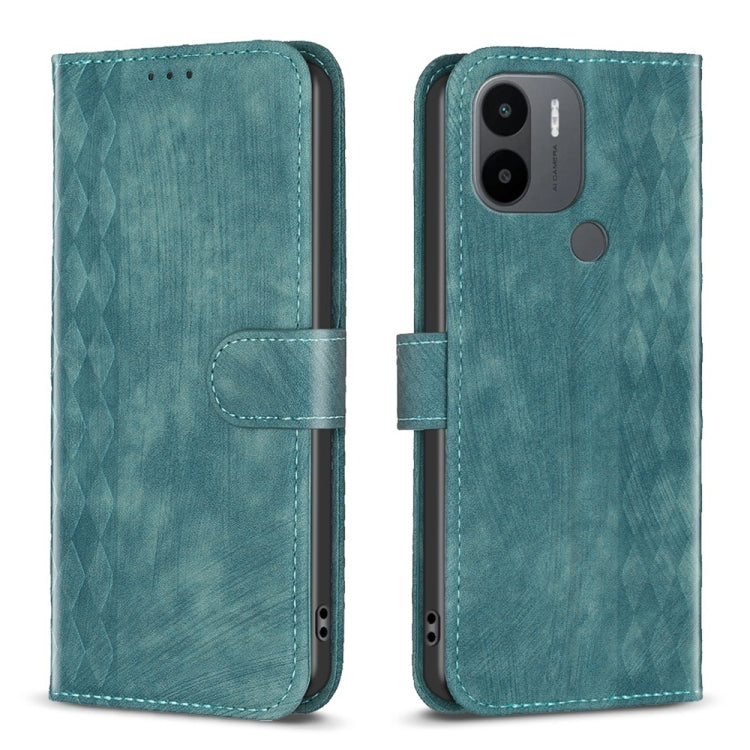 For Xiaomi Redmi A1 / A1+ Plaid Embossed Leather Phone Case(Green) - Xiaomi Cases by buy2fix | Online Shopping UK | buy2fix