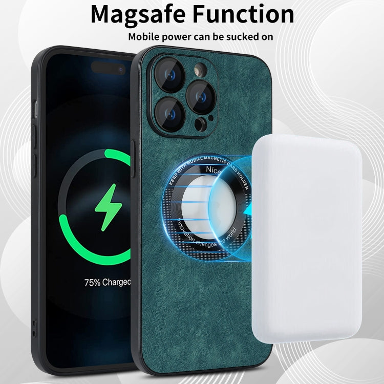 For iPhone 11 Pro Skin Feel Leather MagSafe Magnetic Phone Case(Green) - iPhone 11 Pro Cases by buy2fix | Online Shopping UK | buy2fix