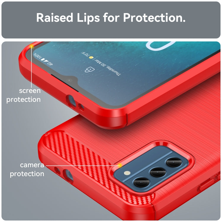 For Nokia C300 Brushed Texture Carbon Fiber TPU Phone Case(Red) - Nokia Cases by buy2fix | Online Shopping UK | buy2fix