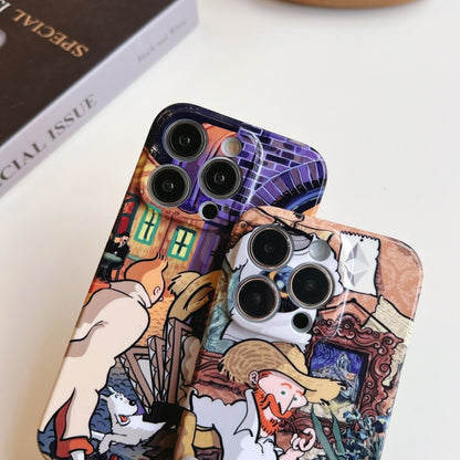 For iPhone 12 Pro Precise Hole Oil Painting Pattern PC Phone Case(Tobacco Pipe) - iPhone 12 / 12 Pro Cases by buy2fix | Online Shopping UK | buy2fix