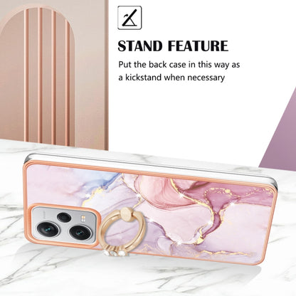 For Xiaomi Redmi Note 12 Pro+ Global Electroplating Marble IMD TPU Phone Case with Ring Holder(Rose Gold 005) - Note 12 Pro+ Cases by buy2fix | Online Shopping UK | buy2fix
