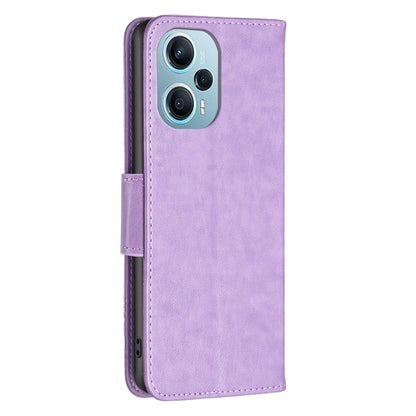 For Xiaomi Poco F5 5G / Redmi Note 12 Turbo Two Butterflies Embossing Leather Phone Case(Purple) - Xiaomi Cases by buy2fix | Online Shopping UK | buy2fix