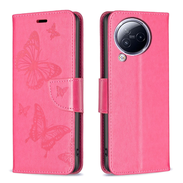 For Xiaomi Civi 3 5G Two Butterflies Embossing Leather Phone Case(Rose Red) - Xiaomi Cases by buy2fix | Online Shopping UK | buy2fix