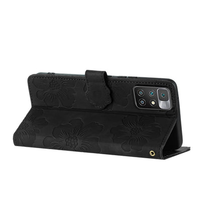 For Xiaomi Redmi 10 Flower Embossing Pattern Leather Phone Case(Black) - Xiaomi Cases by buy2fix | Online Shopping UK | buy2fix