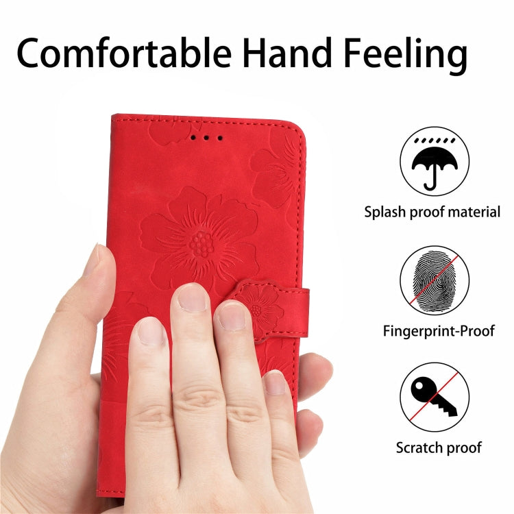 For Xiaomi Redmi 10 2022 Flower Embossing Pattern Leather Phone Case(Red) - Xiaomi Cases by buy2fix | Online Shopping UK | buy2fix