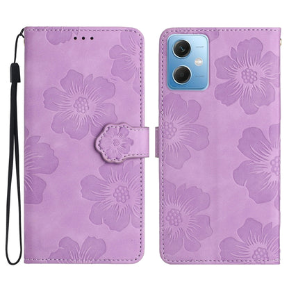 For Xiaomi Redmi Note 12 5G Flower Embossing Pattern Leather Phone Case(Purple) - Note 12 Cases by buy2fix | Online Shopping UK | buy2fix