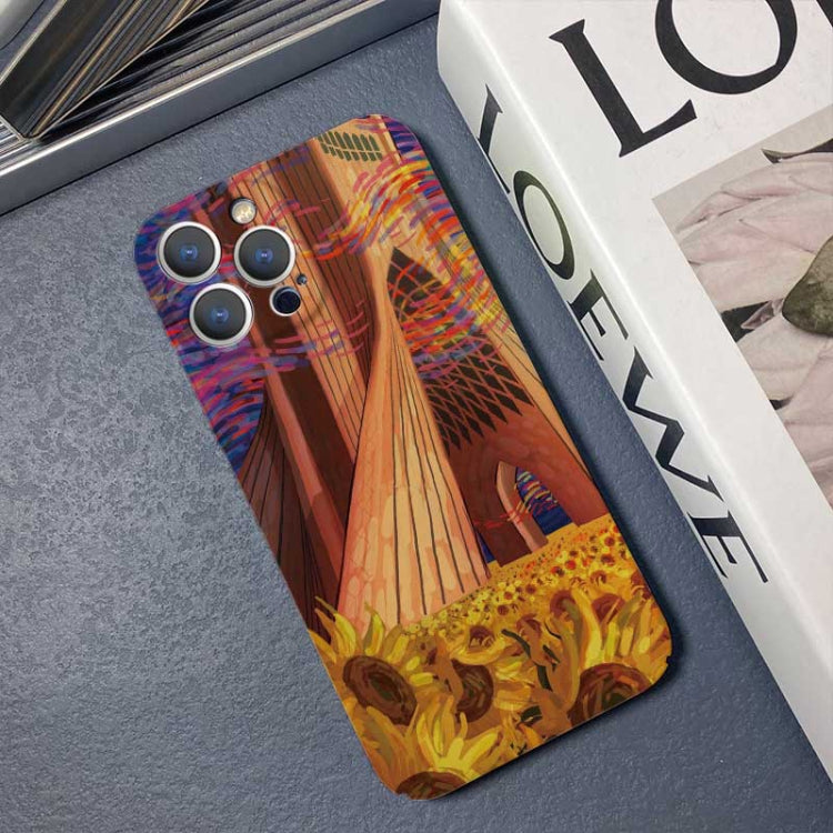 For iPhone 14 Plus Precise Hole Oil Painting Pattern PC Phone Case(Architectural Painting) - iPhone 14 Plus Cases by buy2fix | Online Shopping UK | buy2fix