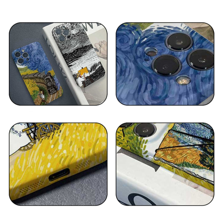 For iPhone 14 Pro Max Precise Hole Oil Painting Pattern PC Phone Case(Handcart) - iPhone 14 Pro Max Cases by buy2fix | Online Shopping UK | buy2fix