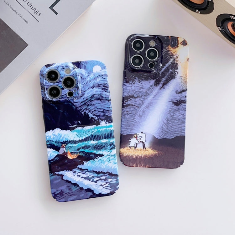 For iPhone 11 Pro Max Precise Hole Oil Painting Pattern PC Phone Case(Sunset) - iPhone 11 Pro Max Cases by buy2fix | Online Shopping UK | buy2fix