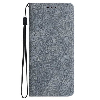 For Samsung Galaxy A02s 166mm Ethnic Embossed Adsorption Leather Phone Case(Grey) - Galaxy Phone Cases by buy2fix | Online Shopping UK | buy2fix