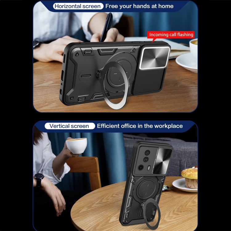 For Xiaomi 13 Lite / Civi 2 5G CD Texture Sliding Camshield Magnetic Holder Phone Case(Blue) - 13 Lite Cases by buy2fix | Online Shopping UK | buy2fix