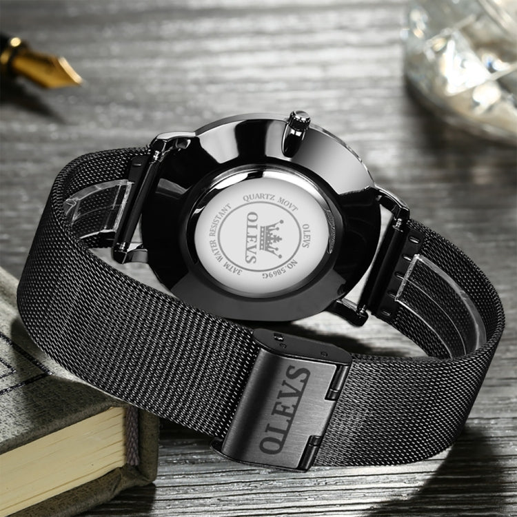 OLEVS 5869 Men Business Waterproof Steel Strap Quartz Watch(Black) - Metal Strap Watches by OLEVS | Online Shopping UK | buy2fix