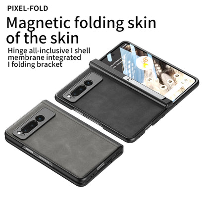 For Google Pixel Fold GKK Integrated Frosted Fold Hinge Leather Phone Case with Holder(Green) - Google Cases by GKK | Online Shopping UK | buy2fix