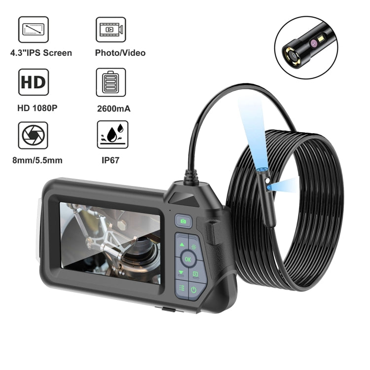 M60 4.3 inch Dual Camera with Screen Endoscope, Length:5m(8mm) -  by buy2fix | Online Shopping UK | buy2fix